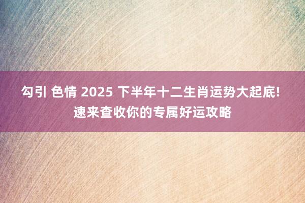 勾引 色情 2025 下半年十二生肖运势大起底! 速来查收你的专属好运攻略